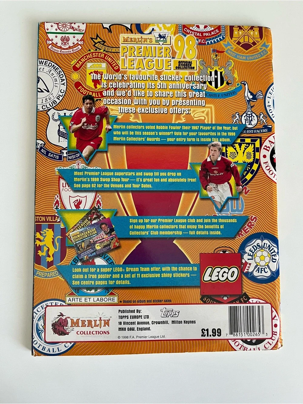 Merlin English Premier League 1998 Sticker Book #2 Soccer Football Topps Panini